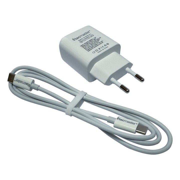 TECMASTER CARGADOR QUICK CHARGE 30W, PUERTOS USB-A Y TIPO-C PD 3.0